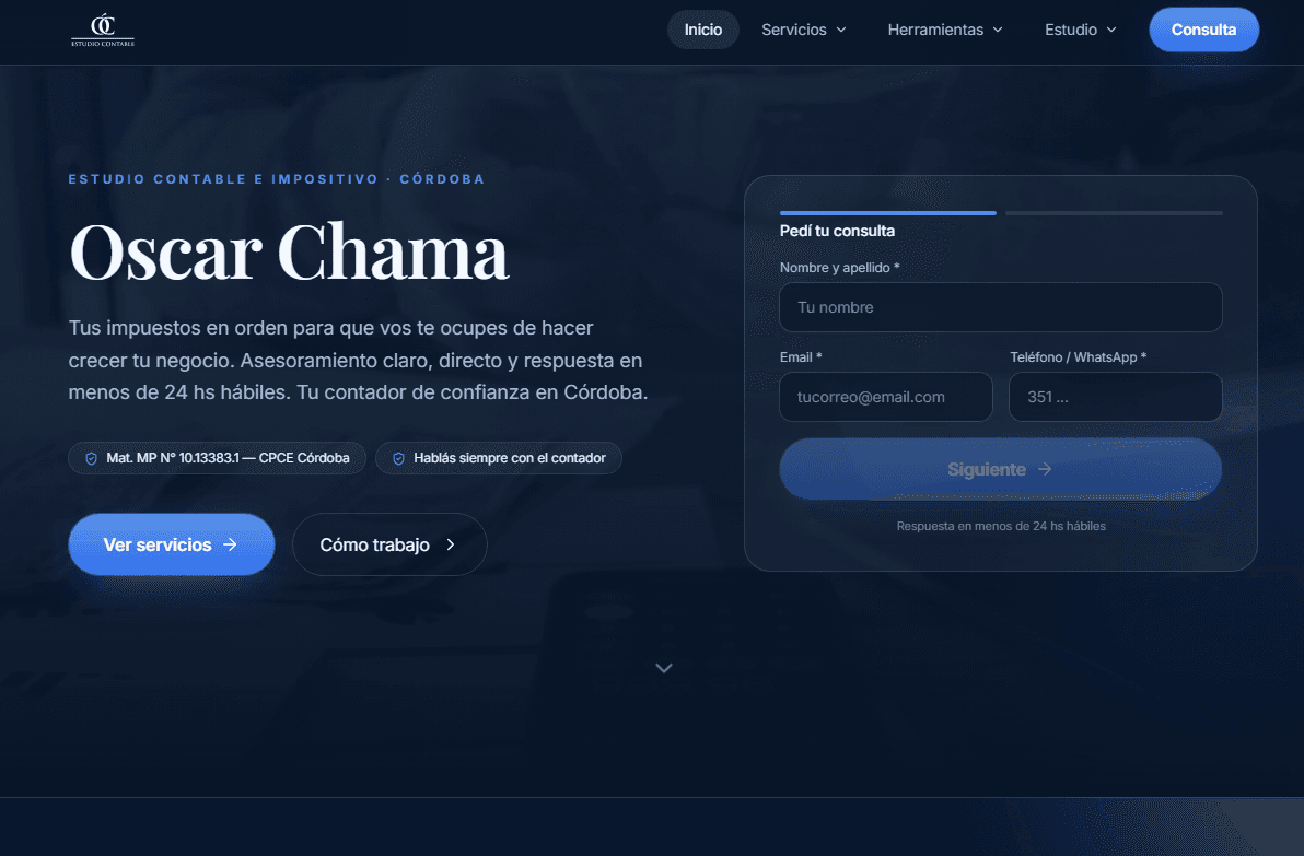 Template Oscar Chama - Desktop
